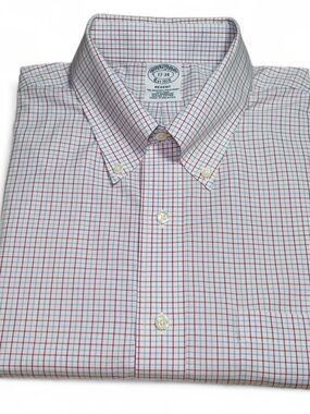 NWOT! Brooks Brothers 1818 Regent Non-Iron Supima Red & Blue Check Shirt Size XL